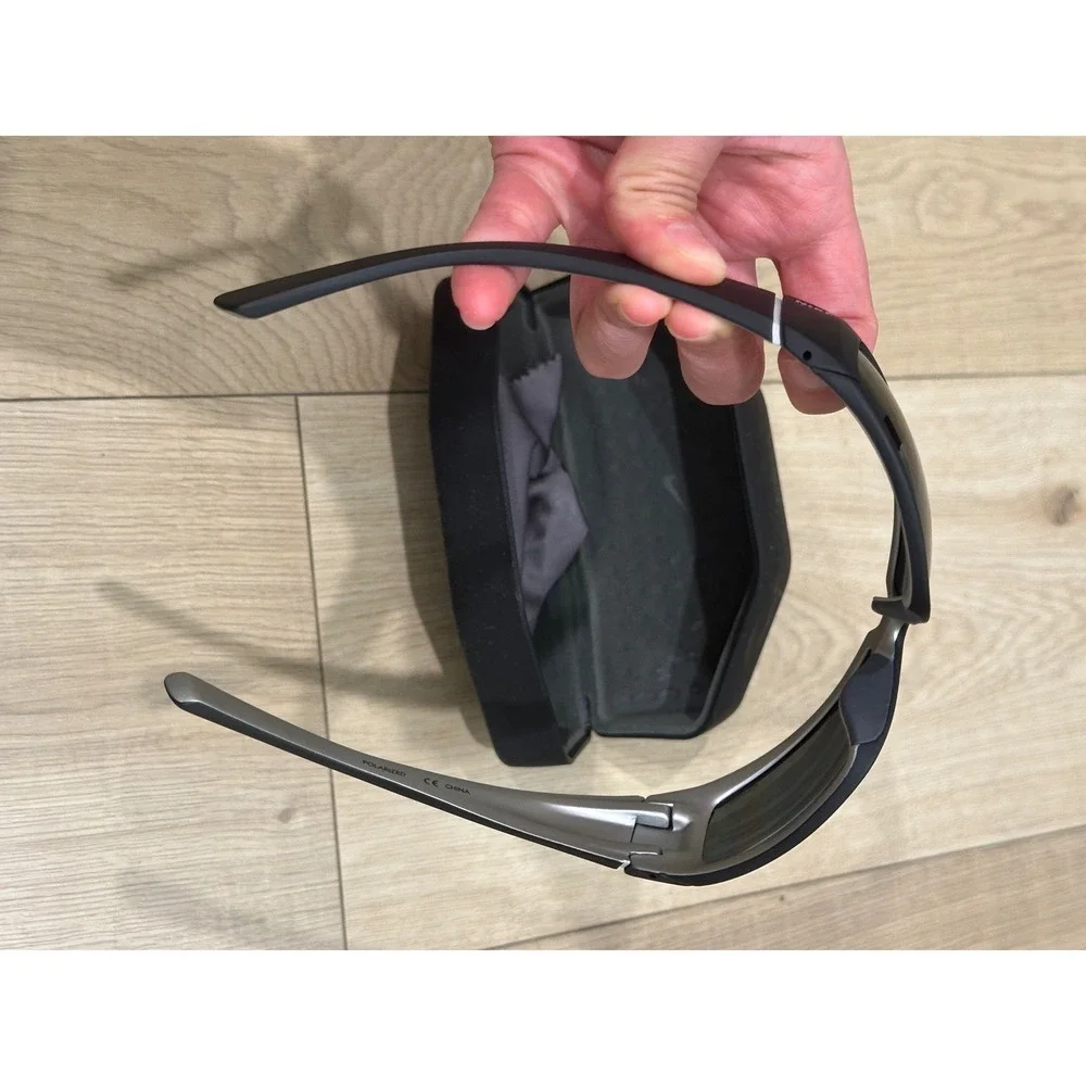 Nike Wrapstar EV0703 002 Polarized Sunglasses Matte Black Silver Mens Sport Wrap